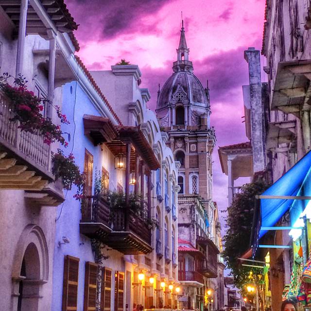 Cartagena with pink sunset