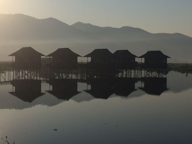Inle Lake boat tour sunrise shadows