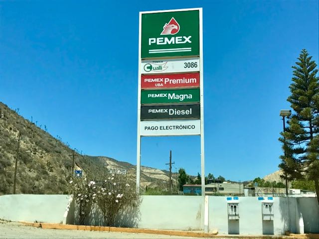 Pemex fuel station sign