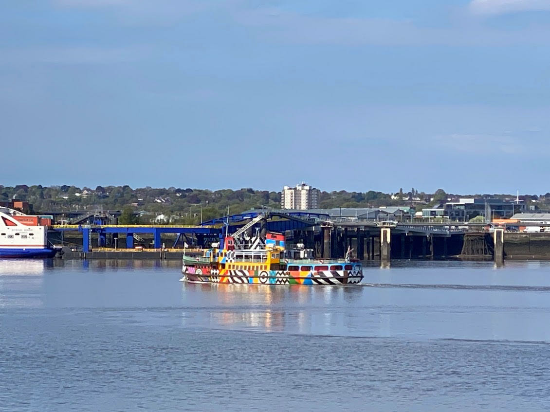 Liverpool's ferry cross the Mersey - bright coloured boat